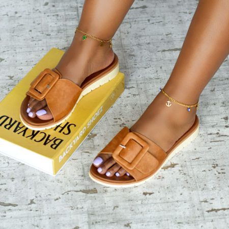 Saanvi Brown Chunky Slip  Sandal