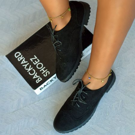 Zayleigh Black Suede Brogue