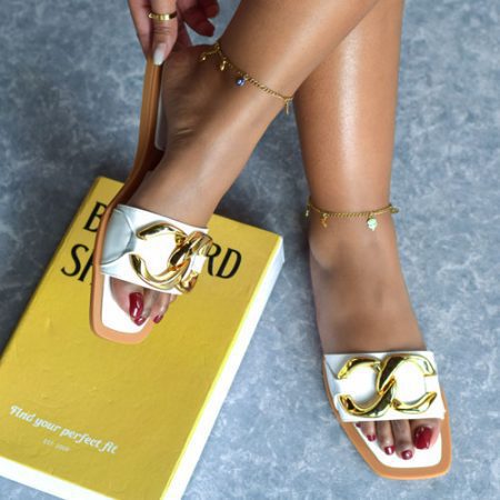 Selah White Slip Sandal
