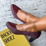 Maddox Maroon Chunky Heel