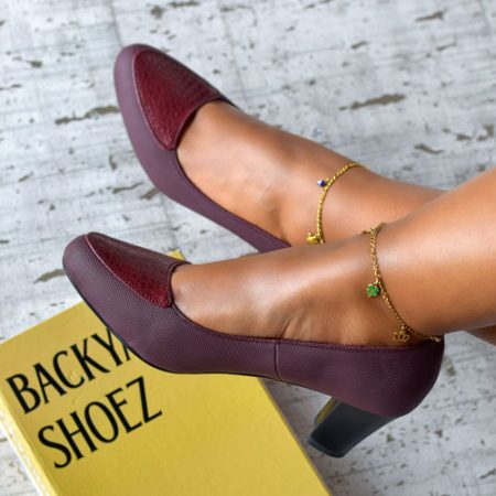Maddox Maroon Chunky Heel