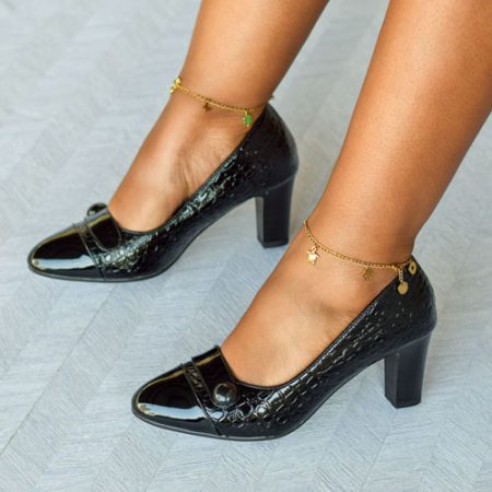 Micah Black Chunky Heel