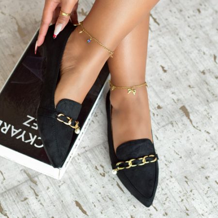 Pearl Pop Black Flat Shoes