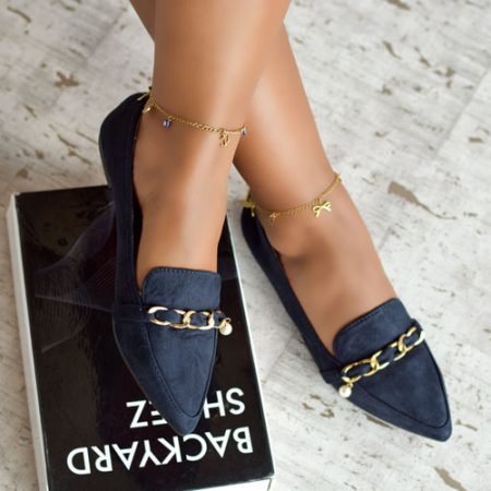 Pearl Pop Navy-Blue Flat Shoes