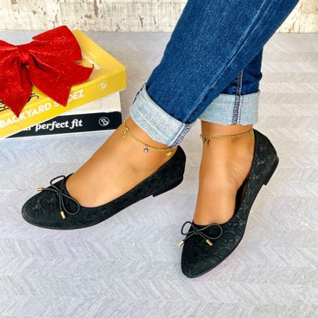 Tinie Black Flat Shoes