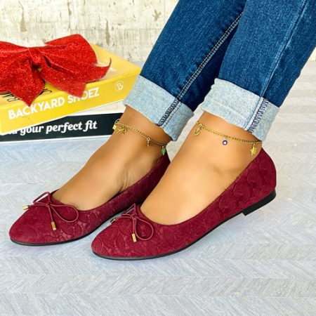Tinie Maroon Flat Shoes