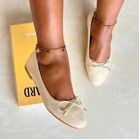 Talulla Light Gold Flat Shoes