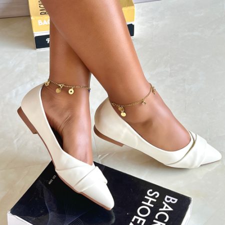 Treasure White Flat Shoes